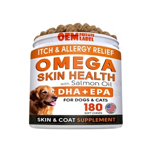 Huile de poisson Omega 3 Treats pour chiens Nutrition Omega Soft Chews Treat pour la peau et le pelage des chiens avec des suppléments d'huile de saumon pour animaux de compagnie - Product Image 1