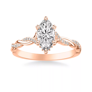 14K <b>rose</b> Gold Marquis Cut Lab Grown Diamond Engagement Ring Jewelry IGI certificate Twisted <b>Infinity</b> Shank Pave Side for women - Product Image 3