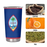 Gobelet isotherme en acier inoxydable de 20 oz avec drapeau national de Guam, conçu sur mesure, tasse pratique pour la maison, le bureau, les courts trajets et l'usage quotidien