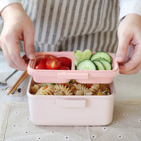 Boîtes de rangement alimentaire pour enfants de style japonais en plastique PP à 3 compartiments, à double niveau, sans BPA, OEM, boîte à bento pour la préparation des repas