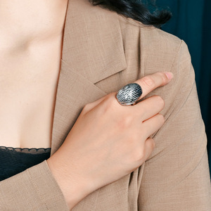 Geometric Titanium Steel <b>Ring</b> 18K Gold Plated Women's Fashion Daily Wear - Product Image 2