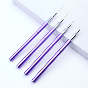 Pinceau professionnel pour détails et lignes, manche métallique violet, poils en nylon, 5mm 11mm 15mm 25mm, ultra-fin pour nail art - Product Image 4