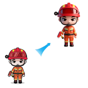 Nouvelle figurine d'art en vinyle personnalisée OEM, personnage de dessin animé <span class=keywords><strong>pompier</strong></span>, designer PVC, version Q, jouet de collection, figurines d'<span class=keywords><strong>action</strong></span> - Product Image 4