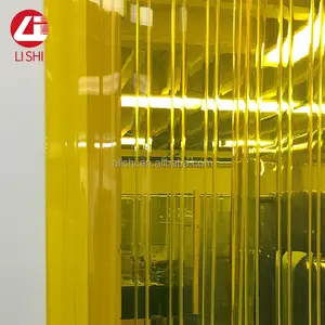 Claro amarelo cor PVC tira cortina transparente âmbar laranja PVC porta cortina