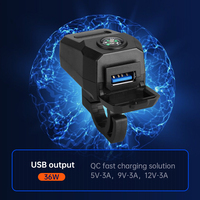 Chargeur USB rapide 36W pour moto et voiture, 24V~90V, étanche avec boussole, pour montage sur guidon ou rétroviseur, adaptateur de charge de téléphone