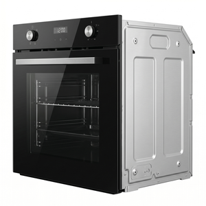 Cuisinière électrique à deux plaques avec four intégré en acier inoxydable, à convection/turbine, à économie d'énergie, avec minuterie mécanique - Product Image 1