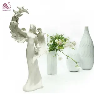 Suanti custom indoor angel figurine hotel statue decoration sculptures home decor resin modern art sculpture