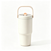 Tasse isotherme sous vide avec poignée et couvercle à clapet, mug de voyage pour café, thé, eau, compatible porte-gobelet de voiture