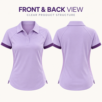 Polo de tennis personnalisé pour femme à manches courtes, avec poignets contrastants et empiècements latéraux en mesh, séchage rapide, coupe ajustée, idéal pour l'entraînement sur le terrain