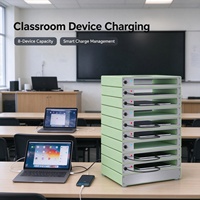 Stasiun Pengisian Daya USB-C PD Modular yang Dapat Ditumpuk dengan 8 Port dan Kabel Retraktil, Pengisi Daya Meja untuk Perangkat Siswa di Ruang Kelas Sekolah