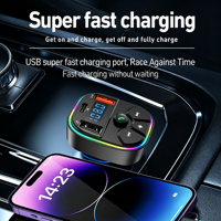 WONDERPHON Lecteur MP3 de voiture sans fil avec transmetteur FM 5.3, chargeur rapide double port, OTP ignifuge pour utilisation avec caméra, coloré