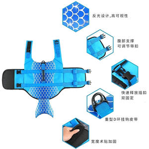 Giubbotto di salvataggio per cani da squalo estivo regolabile in materiale Oxford, maniglia di salvataggio sostenibile, vestiti per cuccioli di sicurezza cani - Product Image 3