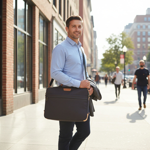 Maletín de Negocios de Lona Encerada para Hombre, Color <span class=keywords><strong>Gris</strong></span> Vintage, para Portátil de 15 Pulgadas, Bolsa de Mensajero de Gran Capacidad, Diseño Vintage - Product Image 1