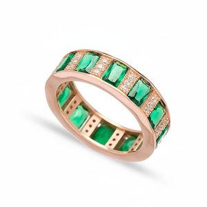 Baguette <b>Emerald</b> Stone Band <b>Ring</b> Design Turkish Wholesale 925 Sterling <b>Silver</b> Jewelry Trendy Woman Jewelry - Product Image 2