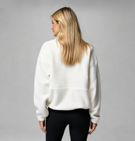 Manteau long d'hiver personnalisé avec logo, col montant, fermeture éclair, pour femme, chaud, en polaire Sherpa, sweat-shirt à quart de zip, avec capuche