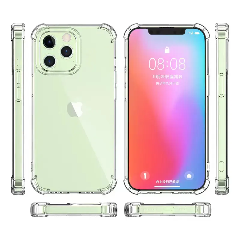 Transparent Crystal Clear Shockproof Bumper Acrylic Tpu Phone Case Cover For Iphone 12 13 14 Pro Max Fundas