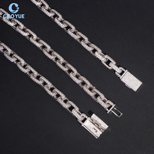 Moissanite Cuban Link <b>Chain</b> 10mm Necklace Rhodium Plated Solid 925 Silver Hiphop <b>Iced</b> <b>Out</b> Jewelry - Product Image 6