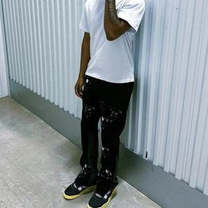 Pantalones Deportivos de Algodón de Alta Calidad con Estampado de Salpicaduras de Pintura Personalizados, Cintura Media, Corte Holgado, Estilo Casual Elegante, Ropa Urbana - Product Image 5