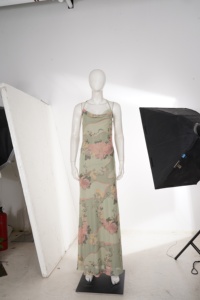Green Floral Print Pleated Neckline Spaghetti Strap Maxi Dress Summer Beach Vacation Bohemia Elegant Backless <b>Long</b> <b>Slip</b> Dress - Product Image 6
