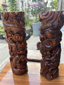 Дракон и Феникс благословение резьба по дереву колонна элегантный бамбуковый и деревянный продукт рукоделия - Product Image 2