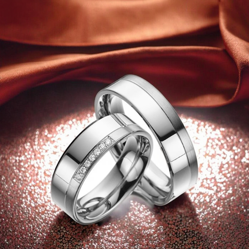 Alliances Mariage Couple En Acier Inoxydable Or Plaqué - Gravure Gratuite - Tailles Femme/Homme 4mm/6mm