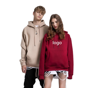 Sweat-shirt à capuche unisexe surdimensionné, épais, brodé, uni, décontracté, avec poche avant pour logo - Product Image 1