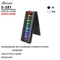 Clavier de piano numérique portable pliable Beisite S-281 à 88 touches, sensible au toucher, haut-parleur intégré, interface élégante, MIDI compact
