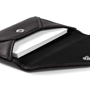 Porte-cartes en cuir véritable avec logo personnalisé de luxe, minimaliste, avec protection RFID, rabat, enveloppe d'affaires, étui pour carte d'identité, carte de crédit, fermeture à bouton - Product Image 2