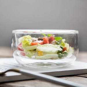 Doble pared tazón de <span class=keywords><strong>vidrio</strong></span> de cristal de ensalada postre/hielo crema de avena de - Product Image 4