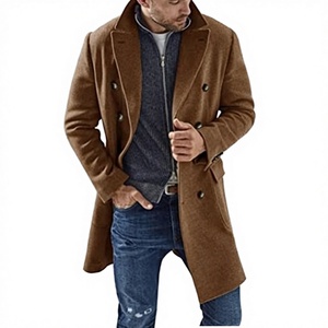 Manteau long en laine respirant pour homme, coupe ajustée, double boutonnage, style trench-coat, tendance hiver, qualité OEM - Product Image 2