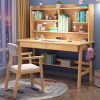 Escritorio de Estudio Ergonómico de Madera Maciza para Niños con Estantería Integrada y Gestión de Cables para Dormitorio u Oficina en Casa