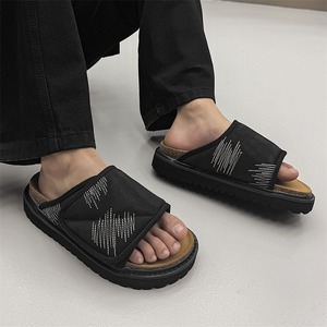 Summer new style couple flip-flops thick soles suitable wearing outside casual sandals retro denim look versatile beach <b>shoes</b> - Product Image 4
