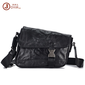 Joyir Men's Crossbody <b>Bag</b> Vegetable Tanned Leather Black Durable Everyday Use - Product Image 5
