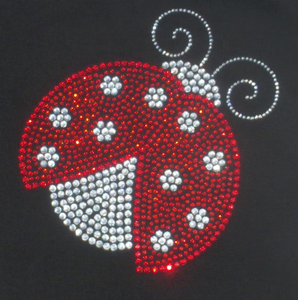 Aplique Termoadhesivo de Mariquita con Pedrería Cristal/Roja - Diseños de Animales Termotransferibles para Ropa - Product Image 1