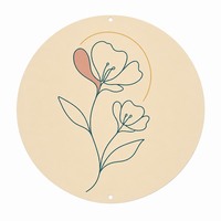 Tableau en aluminium minimaliste avec motif floral, rond, 20 cm (8 pouces), plaque métallique pour chambre et salon