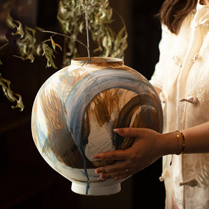 Jingdezhen, jarrón de cerámica chino pintado a mano, estilo de tinta, decoraciones para sala de estar, flores secas, adornos hidropónicos, tarro de porcelana - Product Image 3