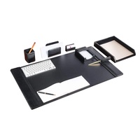 Fournitures de bureau de direction de luxe cuir noir + tapis MDF 7 pièces accessoires de bureau ensemble d'organisateur