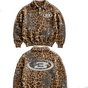 Pull en fourrure moelleuse en crochet de mohair, vêtements de rue surdimensionnés à imprimé guépard, impression numérique intégrale, fabricant de vêtements - Product Image 2