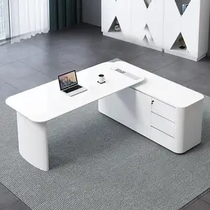 Modern High Glossy Office Desk White Modern Executive Manager Computer Table Home Writing Desk for Office