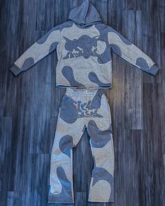 Tùy chỉnh thêu vá mồ hôi phù hợp với bán buôn axit rửa trùm đầu Tracksuit với mô hình 3D trùm đầu cổ áo - Product Image 3