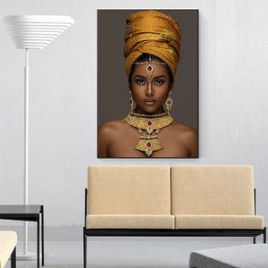 Afrikanische schwarze Frau Mode Kunst Poster und Drucke National Style Frauen Leinwand Gemälde Bilder - Product Image 3
