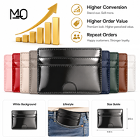 Porte-cartes en cuir noir brillant de qualité supérieure avec plusieurs emplacements pour accessoires professionnels et collections de boutiques en ligne – Portefeuille brillant
