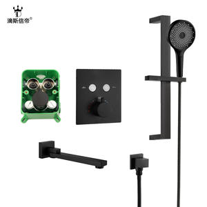 Ensemble de douche thermostatique DipsinDi encastré mural avec douchette à effet pluie, valve en céramique, corps en laiton - Product Image 5