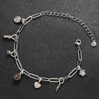 Bracelets à pampilles personnalisés avec projection photo « Je t'aime » – Cadeaux d'anniversaire tendance plaqués or/argent avec zircon