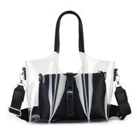 Nouveau lot de 2 sacs à main transparents en PVC, sacs à bandoulière en PU avec chaîne, pochettes transparentes pour femme, idéales pour la plage, le bord de mer et le stade