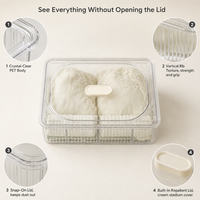 Boîte de rangement empilable en plastique transparent avec couvercle et compartiments divisés pour sous-vêtements, chaussettes, soutiens-gorge, armoire, placard