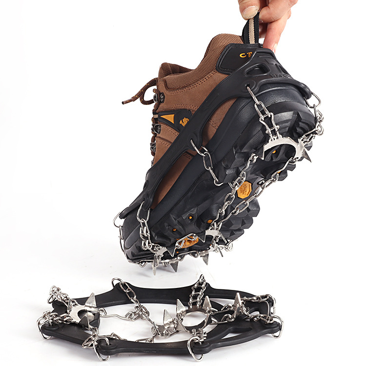 Hot Selling Silicone Crampon 19 Teeth Stainless Steel Snow Boots and Shoes Ice Traction Cleats For Fishing Walking Climbing