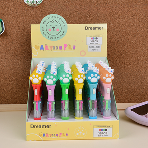 Dessin animé chat griffe haute valeur main compte stylo 6028 Type presse <span class=keywords><strong>Action</strong></span> 4 couleurs plastique multicolore encre gros papeterie - Product Image 2