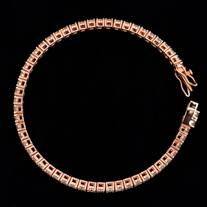 Bracelet tennis élégant pour mariage, en argent 925 plaqué or rose, avec moissanite ronde de 3 mm, couleur GRA D, taille VVS, style glacé, unisexe, tendance - Product Image 3