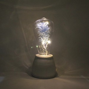 Lampe LED en verre en forme de dôme avec gazon artificiel bleu et base en ciment, veilleuse décorative pour la maison et Noël - Product Image 3